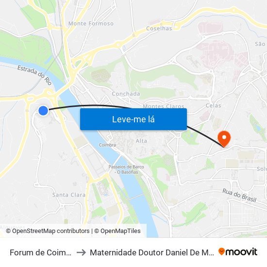 Forum de Coimbra to Maternidade Doutor Daniel De Matos map