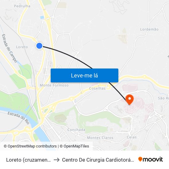 Loreto (cruzamento) to Centro De Cirurgia Cardiotorácica map