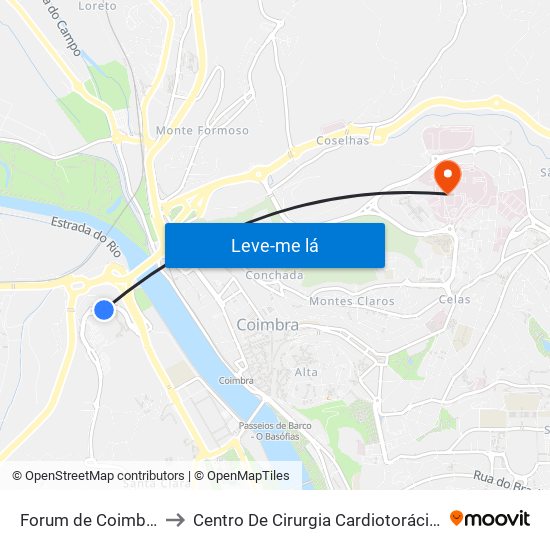 Forum de Coimbra to Centro De Cirurgia Cardiotorácica map