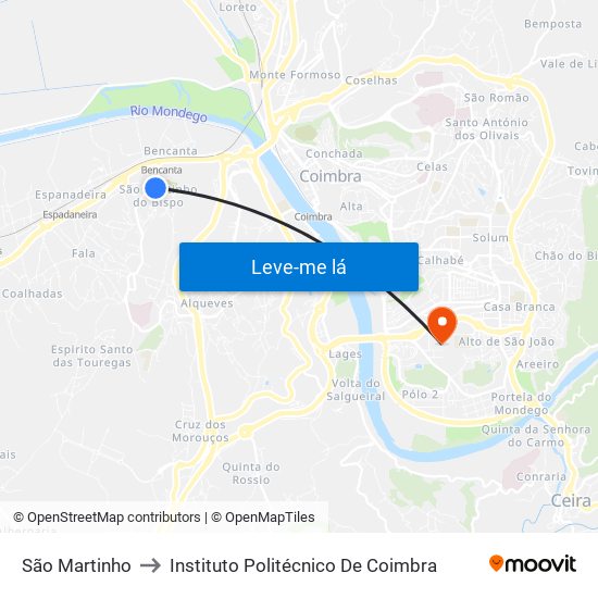 São Martinho to Instituto Politécnico De Coimbra map