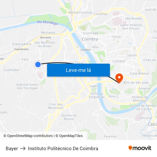 Bayer to Instituto Politécnico De Coimbra map