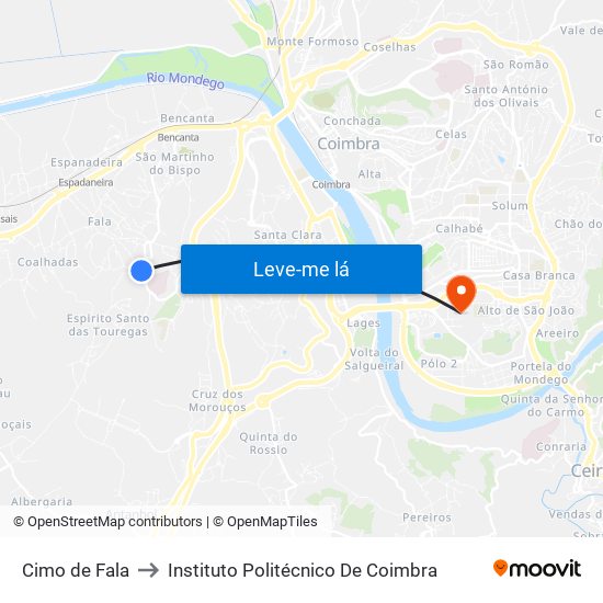 Cimo de Fala to Instituto Politécnico De Coimbra map