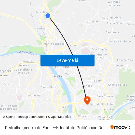 Pedrulha (centro de Formação) to Instituto Politécnico De Coimbra map
