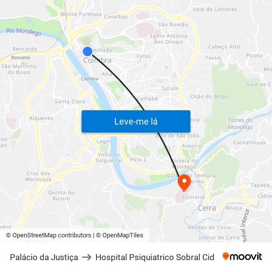 Palácio da Justiça to Hospital Psiquiatrico Sobral Cid map