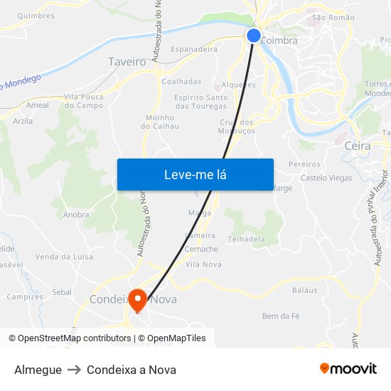 Almegue to Condeixa a Nova map