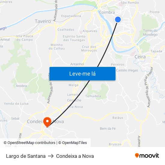 Largo de Santana to Condeixa a Nova map