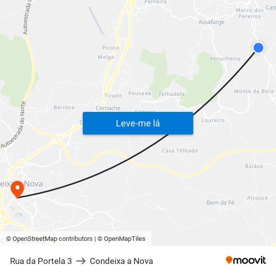 Rua da Portela 3 to Condeixa a Nova map