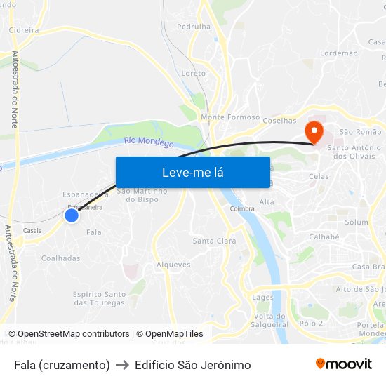 Fala (cruzamento) to Edifício São Jerónimo map