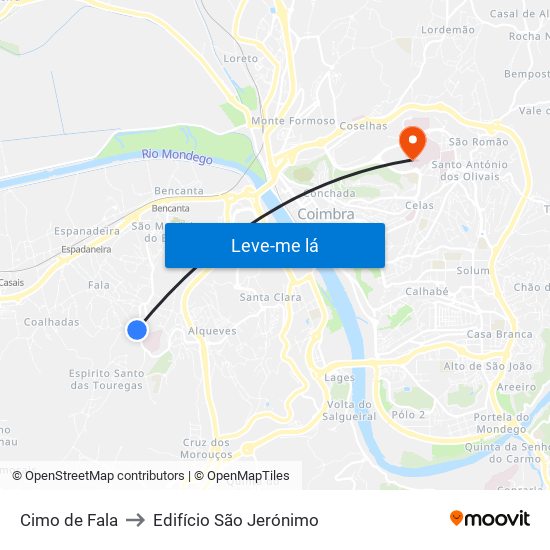 Cimo de Fala to Edifício São Jerónimo map