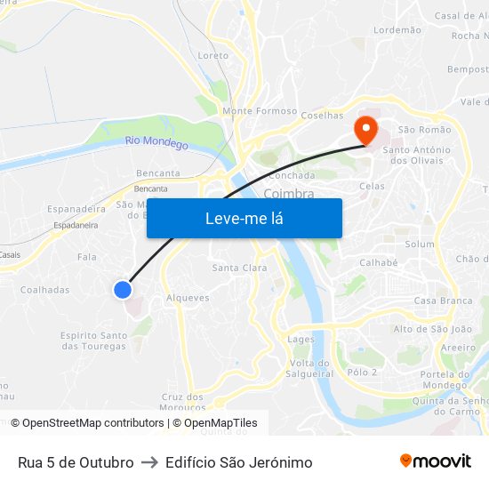 Rua 5 de Outubro to Edifício São Jerónimo map