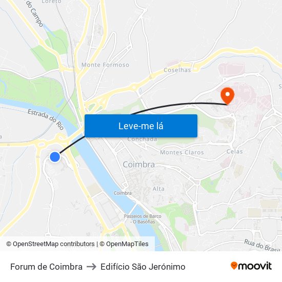 Forum de Coimbra to Edifício São Jerónimo map