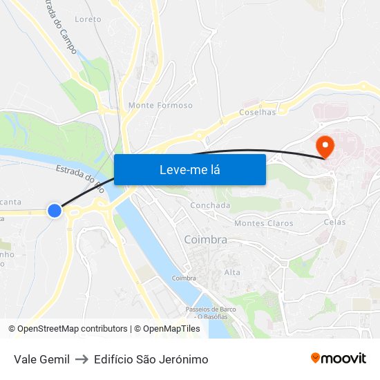 Vale Gemil to Edifício São Jerónimo map