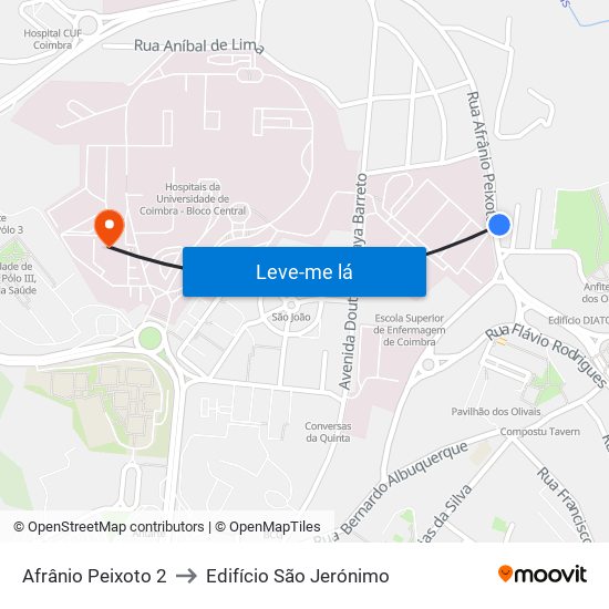 Afrânio Peixoto 2 to Edifício São Jerónimo map