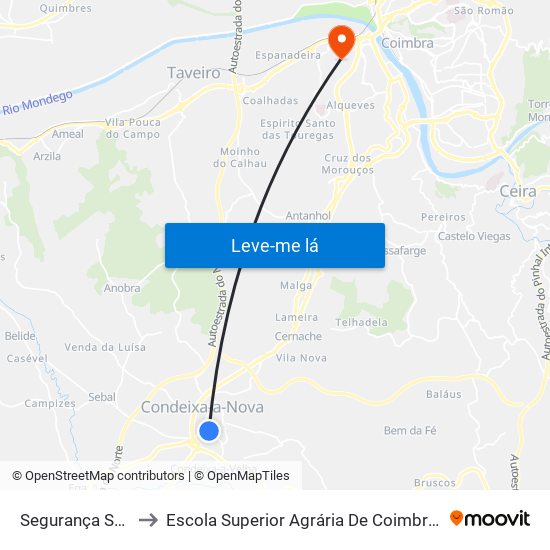 Segurança Social to Escola Superior Agrária De Coimbra (Esac) map