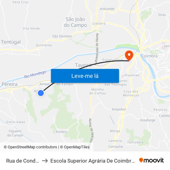 Rua de Condeixa to Escola Superior Agrária De Coimbra (Esac) map