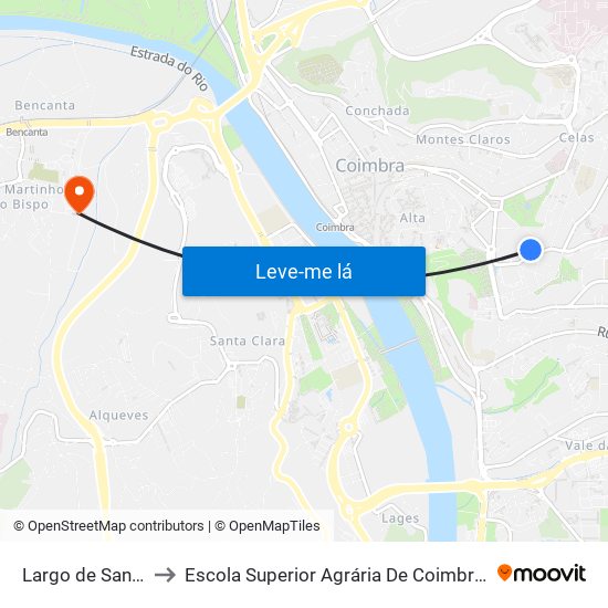 Largo de Santana to Escola Superior Agrária De Coimbra (Esac) map