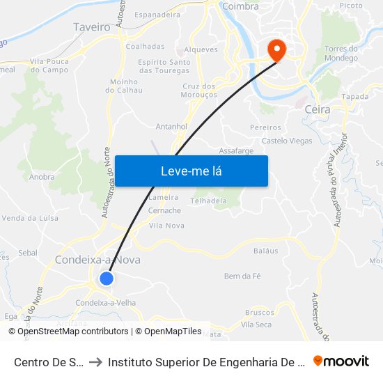 Centro De Saúde I to Instituto Superior De Engenharia De Coimbra (Isec) map