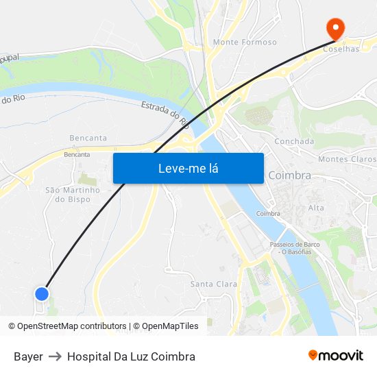 Bayer to Hospital Da Luz Coimbra map