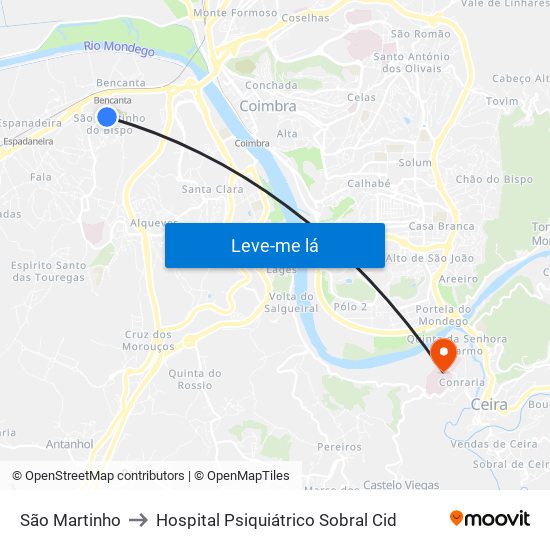 São Martinho to Hospital Psiquiátrico Sobral Cid map