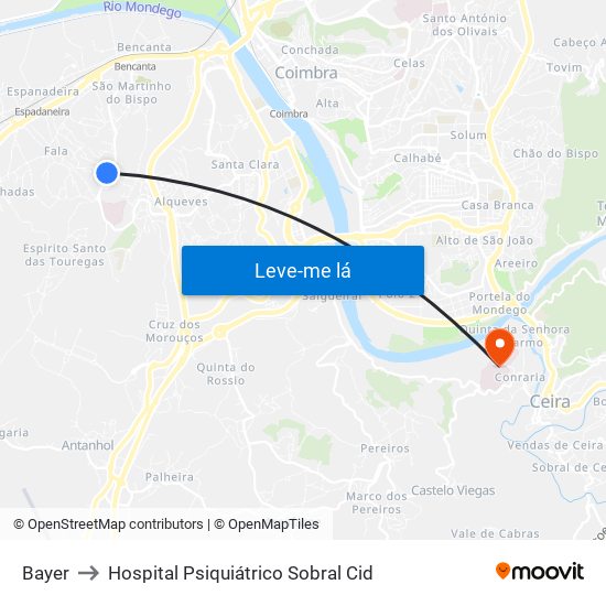 Bayer to Hospital Psiquiátrico Sobral Cid map