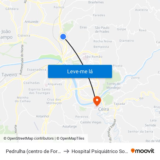 Pedrulha (centro de Formação) to Hospital Psiquiátrico Sobral Cid map