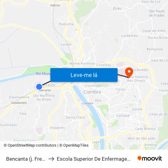 Bencanta (j. Freguesia) to Escola Superior De Enfermagem De Coimbra map