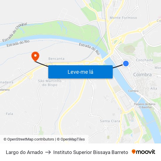 Largo do Arnado to Instituto Superior Bissaya Barreto map