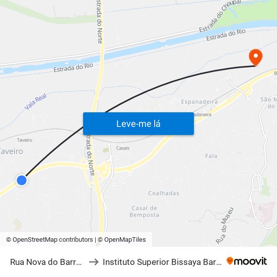 Rua Nova do Barreiro to Instituto Superior Bissaya Barreto map