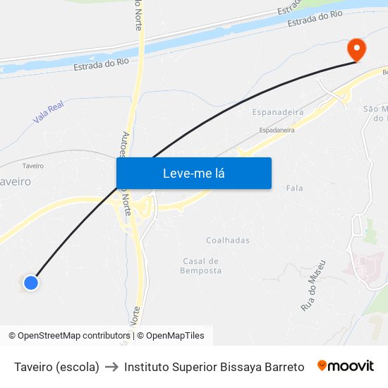 Taveiro (escola) to Instituto Superior Bissaya Barreto map