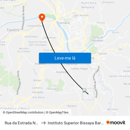 Rua da Estrada Nova to Instituto Superior Bissaya Barreto map
