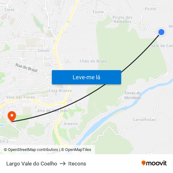 Largo Vale do Coelho to Itecons map