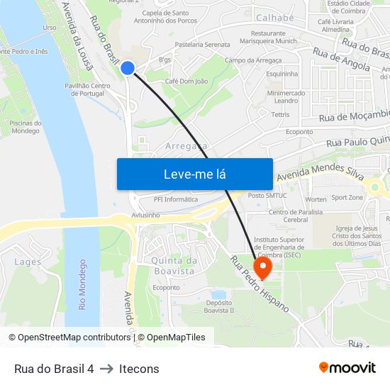 Rua do Brasil 4 to Itecons map