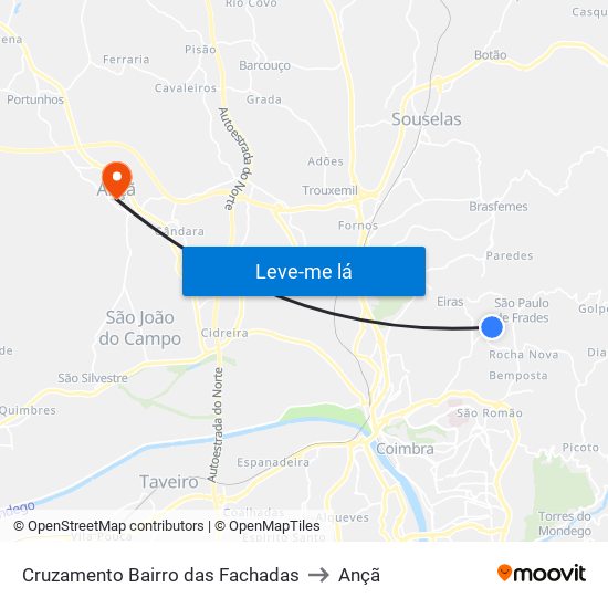 Cruzamento Bairro das Fachadas to Ançã map