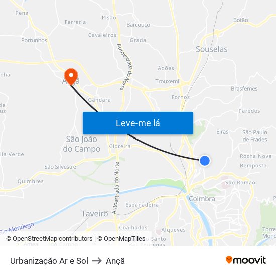 Urbanização Ar e Sol to Ançã map