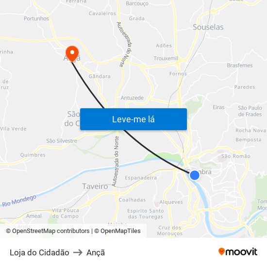 Loja do Cidadão to Ançã map