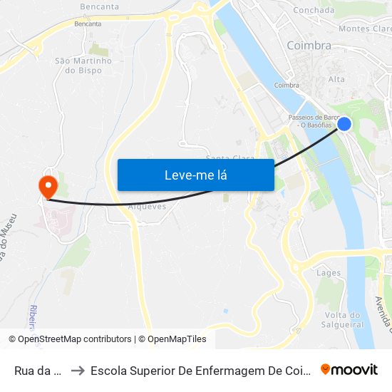 Rua da Alegria to Escola Superior De Enfermagem De Coimbra - Pólo B (Esenfc) map