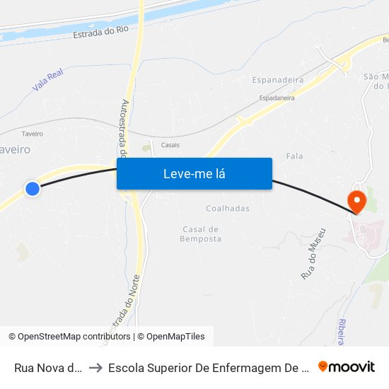 Rua Nova do Barreiro to Escola Superior De Enfermagem De Coimbra - Pólo B (Esenfc) map