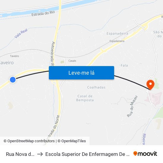 Rua Nova do Barreiro to Escola Superior De Enfermagem De Coimbra - Pólo B (Esenfc) map