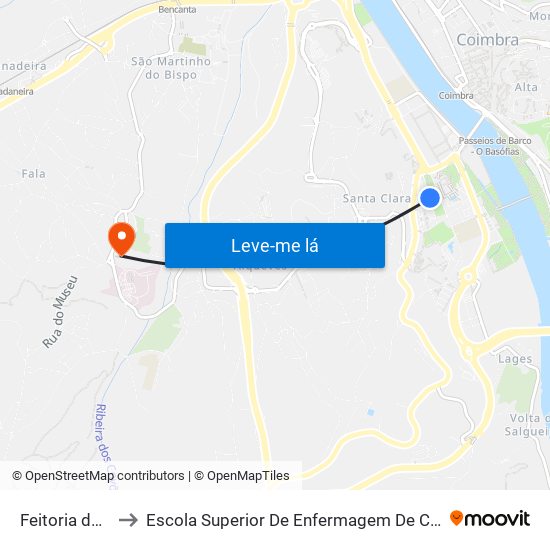 Feitoria dos Linhos to Escola Superior De Enfermagem De Coimbra - Pólo B (Esenfc) map