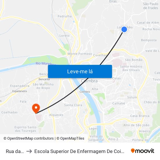 Rua da Lapa to Escola Superior De Enfermagem De Coimbra - Pólo B (Esenfc) map