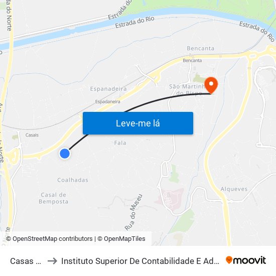 Casas Novas 1 to Instituto Superior De Contabilidade E Administração De Coimbra (Iscac) map
