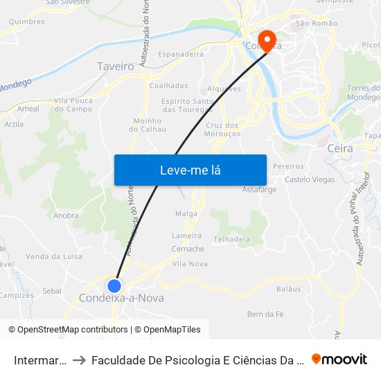 Intermarché to Faculdade De Psicologia E Ciências Da Educação map