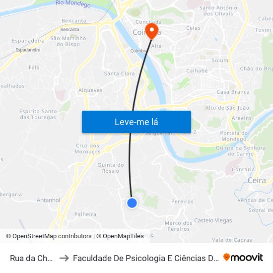 Rua da Chainça to Faculdade De Psicologia E Ciências Da Educação map