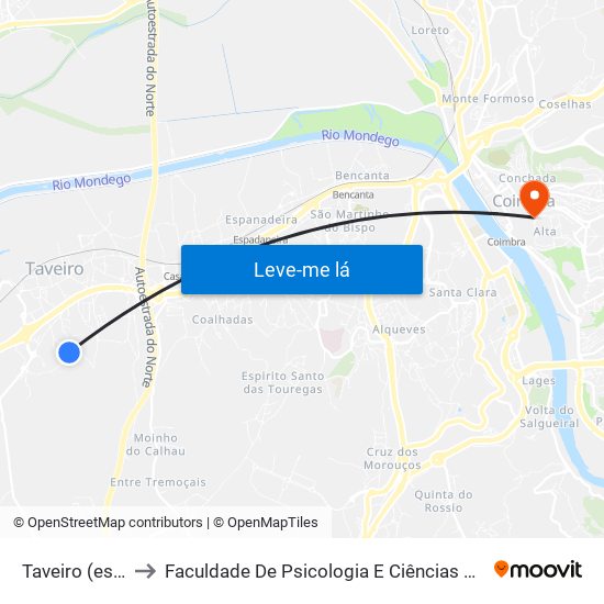 Taveiro (escola) to Faculdade De Psicologia E Ciências Da Educação map