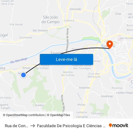 Rua de Condeixa to Faculdade De Psicologia E Ciências Da Educação map