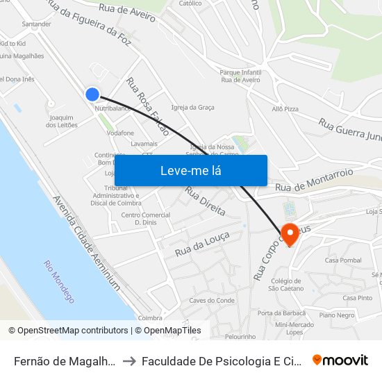 Fernão de Magalhães (arnado) to Faculdade De Psicologia E Ciências Da Educação map