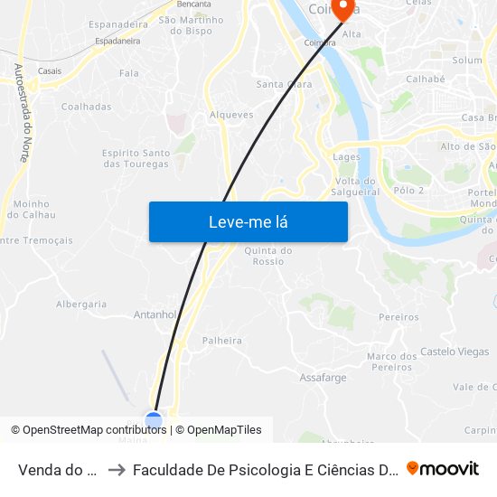 Venda do Cego to Faculdade De Psicologia E Ciências Da Educação map