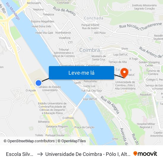 Escola Silva Gaio to Universidade De Coimbra - Pólo I, Alta Universitária map