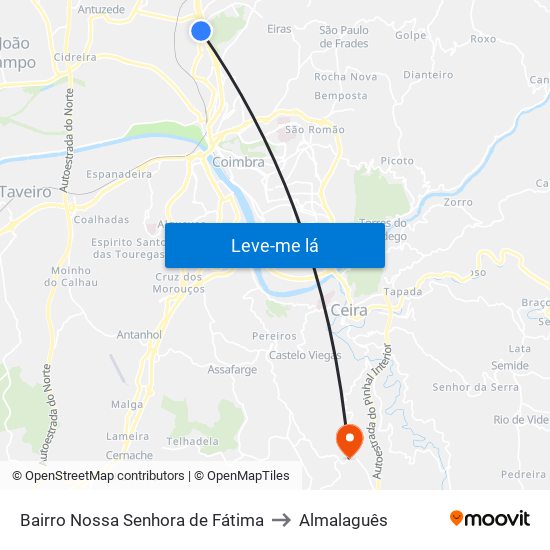 Bairro Nossa Senhora de Fátima to Almalaguês map