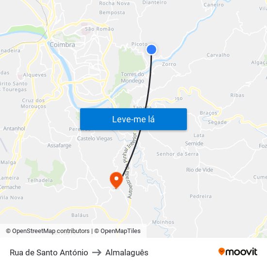 Rua de Santo António to Almalaguês map